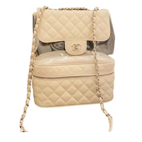 chanel quilted white bag|off White Chanel backpack.